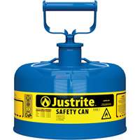 Justrite 7110300 Safety Cans, Type I, Steel, 1 US gal., Blue, FM Approved/UL/ULC Listed