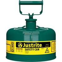 Justrite 7110400 Bidons s&eacute;curitaires, Type I, Acier, 1 gal. US, Vert, Homologu&eacute; FM/List&eacute; UL/ULC