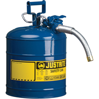 Justrite 7220320 AccuFlow Safety Cans, Type II, Steel, 2 US gal., Blue, FM Approved/UL/ULC Listed