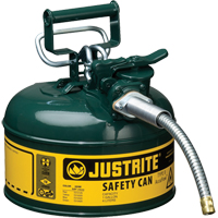 Justrite 7210420 AccuFlow Safety Cans, Type II, Steel, 1 US gal., Green, FM Approved/UL/ULC Listed