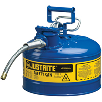 Justrite 7225320 AccuFlow Safety Cans, Type II, Steel, 2.5 US gal., Blue, FM Approved/UL/ULC Listed