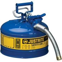 Justrite 7225330 Bidons s&eacute;curitaires AccuFlow, Type II, Acier, 2,5 gal. US, Bleu, Homologu&eacute; FM/List&eacute; UL/ULC