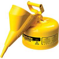 Justrite SEA247 Safety Cans, Type I, Steel, 2.5 US gal., Yellow, FM Approved/UL/ULC Listed