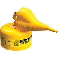 Justrite 7110210 Safety Cans, Type I, Steel, 1 US gal., Yellow, FM Approved/UL/ULC Listed