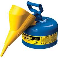 Justrite 7110310 Safety Cans, Type I, Steel, 1 US gal., Blue, FM Approved/UL/ULC Listed