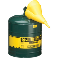 Justrite SEA252 Bidons s&eacute;curitaires, Type I, Acier, 5 gal. US, Vert, Homologu&eacute; FM/List&eacute; UL/ULC
