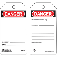 Safety Tags, Plastic, 3" W x 5-3/4" H, English  SEA312 | TENAQUIP