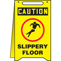 Accuform NMC MF105 "Slippery Floor" Fold-Ups Sign, English with Pictogram