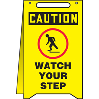 Accuform NMC MF110 "Watch Your Step" Fold-Ups Sign, English with Pictogram