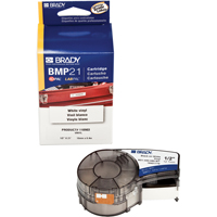 Brady M21-500-595-WT Indoor/Outdoor Label Tape, Vinyl, 0.5" L x 252" H, Black on White