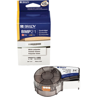 Brady M21-750-423 Label Tape, Polyester, 0.75" L x 252" H, Black/White