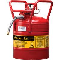 Justrite 7350110 D.O.T. AccuFlow Safety Cans, Type II, Steel, 5 US gal., Red, FM Approved