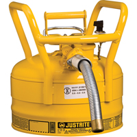 Justrite 7325230 D.O.T. AccuFlow Safety Cans, Type II, Steel, 2.5 US gal., Yellow, FM Approved