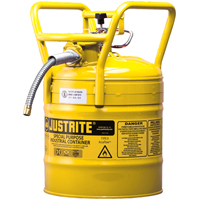 Justrite 7350210 Bidons s&eacute;curitaires D.O.T. de AccuFlow, Type II, Acier, 5 gal. US, Jaune, Homologu&eacute; FM