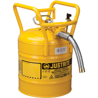 Justrite 7350230 Bidons s&eacute;curitaires D.O.T. de AccuFlow, Type II, Acier, 5 gal. US, Jaune, Homologu&eacute; FM