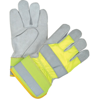 Yellow High-Visibility Winter-Lined Fitters Gloves, Large, Split Cowhide Palm, Thinsulate™ Inner Lining SED161 | TENAQUIP