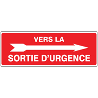 Accuform NMC MCTX522VA Enseigne  Sortie d'urgence , 14" x 5", Aluminium, Français avec pictogramme