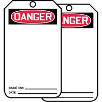 Safety Tags, Plastic, 3-1/8" W x 5-7/8" H, French  SED647 | TENAQUIP