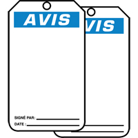 Accuform NMC FRMNT101PTP Safety Tags, Plastic, 3-1/8" W x 5-7/8" H, French