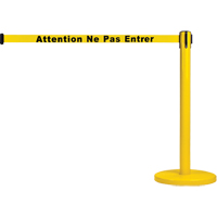 Free-Standing Crowd Control Barrier, Steel, 35" H, Yellow Tape, 7' Tape Length SEE818 | TENAQUIP