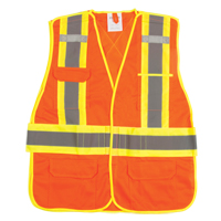 Flame-Resistant Surveyor Vest, High Visibility Orange, Medium, Polyester, CSA Z96 Class 2 - Level 2 SGF136 | TENAQUIP