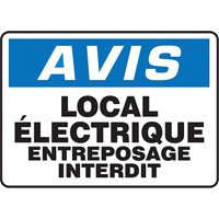 Accuform NMC FRMELC804VP Enseigne  Local &eacute;lectrique entreposage interdit , 10" x 14", Plastique, Français