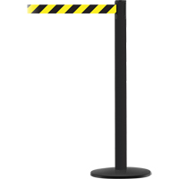 Tensator 889B3333STDNOD4XC Advance TensaBarrier&reg; Barrier Post, Steel, 36" H, Black/Yellow Tape, 7.5' Tape Length