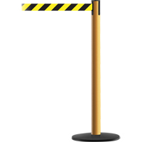 Tensator 889B3335STDNOD4XC Advance TensaBarrier&reg; Barrier Post, Steel, 36" H, Black/Yellow Tape, 7.5' Tape Length