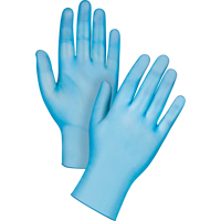 Produits de sécurité Zenith SGX025 Gants jetables de calibre médical, Grand, Vinyle, 4,5 mils, Sans poudre, Bleu, Classe 2