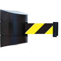 Tensabarrier<sup>®</sup> Wall Mounted Units, Plastic, Magnetic Mount, 15', Black and Yellow Tape  SEI733 | TENAQUIP