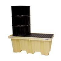 Enpac 5222-YE Nestable 2-Drum Poly-Spillpallet Without Drain, 66 US gal. Spill Capacity, 51" x 26" x 21"