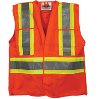 Traffic Safety Vest, High Visibility Orange, 2X-Large/3X-Large, Polyester, CSA Z96 Class 2 - Level 2  SEJ804 | TENAQUIP
