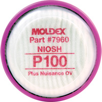 Moldex 7960 Disque filtre contre les particules, Filtre contre les particules avec suppresion de vapeurs nuisibles, Filtre N95/Vapeurs organiques/Gaz acides/P100/Filtre P100/Filtre R95