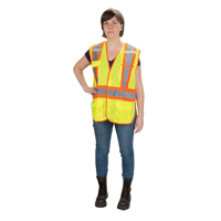 CSA Compliant High Visibility Surveyor Vest, High Visibility Lime-Yellow, 2X-Large, Polyester, CSA Z96 Class 2 - Level 2 SEK235 | TENAQUIP