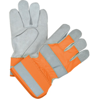Produits de sécurité Zenith SEK236 Gants d'ajusteur haute visibilit&eacute; de premi&egrave;re qualit&eacute;, Grand, Paume en Cuir de vache refendu, Doublure en Coton