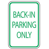 Accuform NMC FRP278RA "Back-In Parking Only" Designated Parking Sign, 18" x 12", Aluminum, English