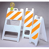 Accuform Signs FBA322WT Barricades, Repliable, 25" lo x 45" h, Orange/Blanc