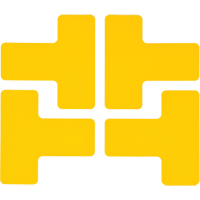 Brady 104439 Floor Corner Marks, T, 5" L x 2" W, Yellow, Polyester