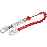 3M Protecta Fall Protection 1341101C PRO Elastic Shock-Absorbing Lanyard, 6', Snap Hook Center, Snap Hook Leg Ends, Polyester