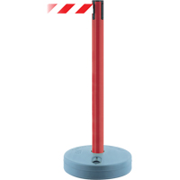 Tensator 885-21-MAX-NO-D3X-C Outdoor TensaBarrier&reg; Barrier Post, Plastic, 37" H, White/Red Tape, 13' Tape Length
