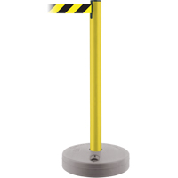 Outdoor TensaBarrier<sup>®</sup> Barrier Post, Plastic, 37" H, Black/Yellow Tape, 13' Tape Length  SF982 | TENAQUIP