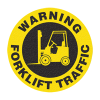 "Warning Forklift Traffic" Floor Sign, Adhesive, English with Pictogram  SFU878 | TENAQUIP