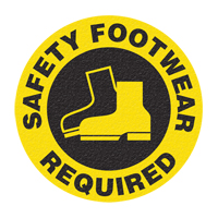 Incom Top Tape & Label FS1026V "Safety Footwear" Floor Sign, Adhesive, English with Pictogram