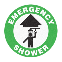 Incom Top Tape & Label FS1003V "Emergency Shower" Floor Sign, Adhesive, English with Pictogram