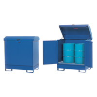 Non-Combustible, HazMat Storage Station, 66 US gal. Cap., 2 Drums, Blue  SFW356 | TENAQUIP