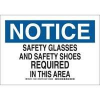 Brady 128915 "Safety Glasses & Safety Shoes Required" Sign, 10" x 14", Polyester, English