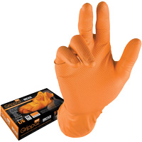Grippaz™ Skins Ambidextrous Disposable Gloves, Large, Nitrile, 6-mil, Powder-Free, Orange  SGE882 | TENAQUIP
