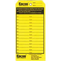 Encon 01112894 &eacute;tiquette de registre d'inspection pour douche oculaire & d'urgence, Papier cartonn&eacute;, 3-1/8" la x 6-1/4" h, Anglais
