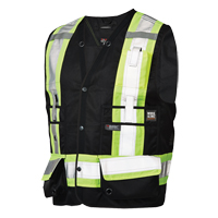 Surveyor Safety Vest, Black, Large, Polyester, CSA Z96 Class 1 - Level 2  SGG865 | TENAQUIP
