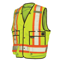 Tough Duck S31321-FLGR-3XL Veste de s&eacute;curit&eacute; pour arpenteur, Jaune lime haute visibilit&eacute;, 3T-Grand, Polyester
